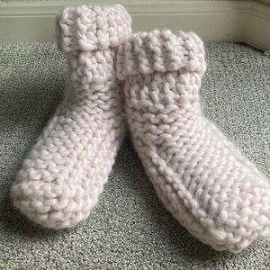Lemon Cable Knit Slipper Socks Cream M